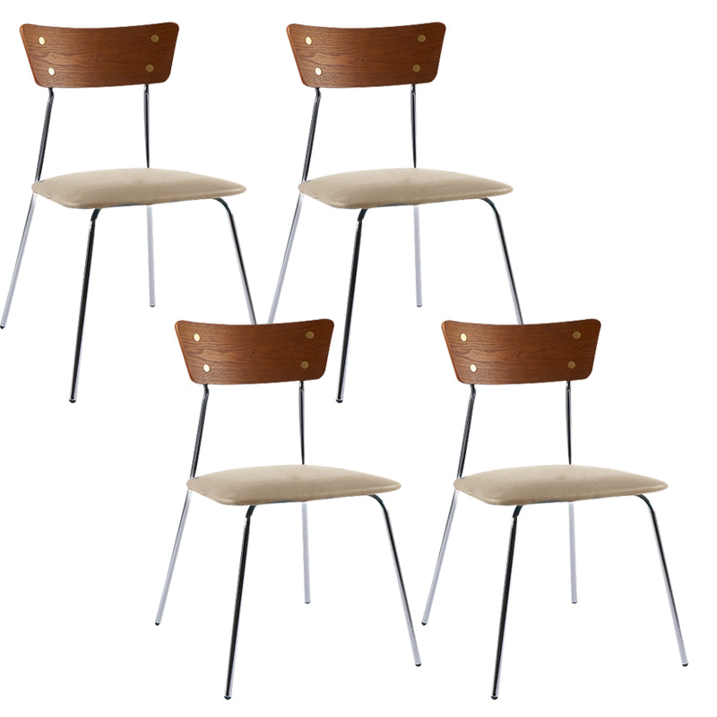 Industrial Upholstered Armless Chair Open Back Side Leather Chair with Metal Base