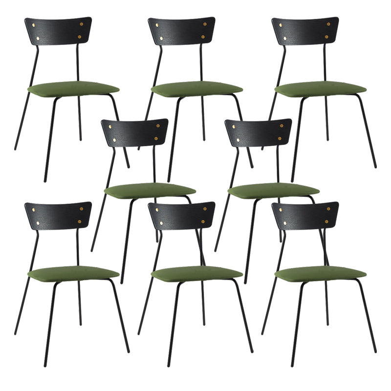 Industrial Upholstered Armless Chair Open Back Side Leather Chair with Metal Base