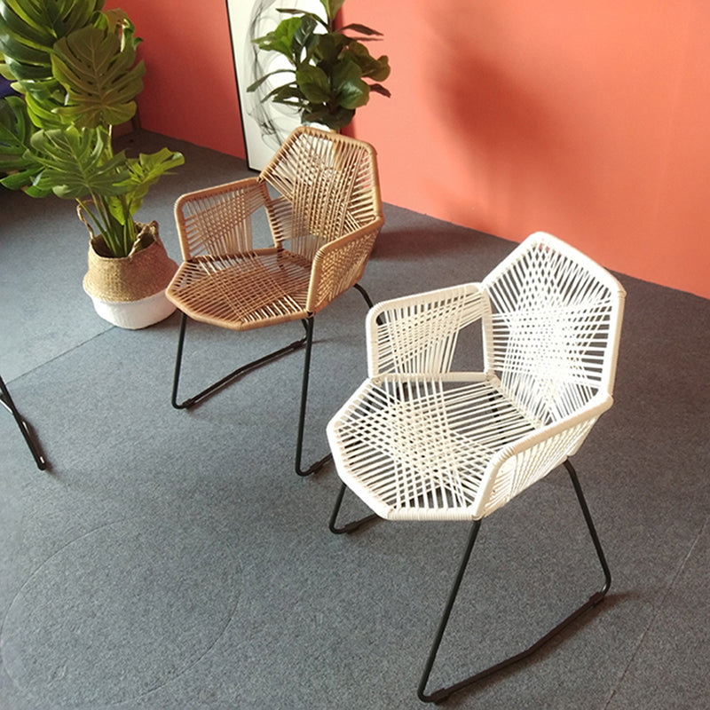 Modern Cross Back Side Chair Plastic Arm Chair with Metal Base for Dining Room Clearhalo 'Dining Chairs' 'Dining Tables & Seating' 'dining_chair' 'furn' 'furn_dining_chair' 'Furniture' 'Kitchen & Dining Furniture' 6156296