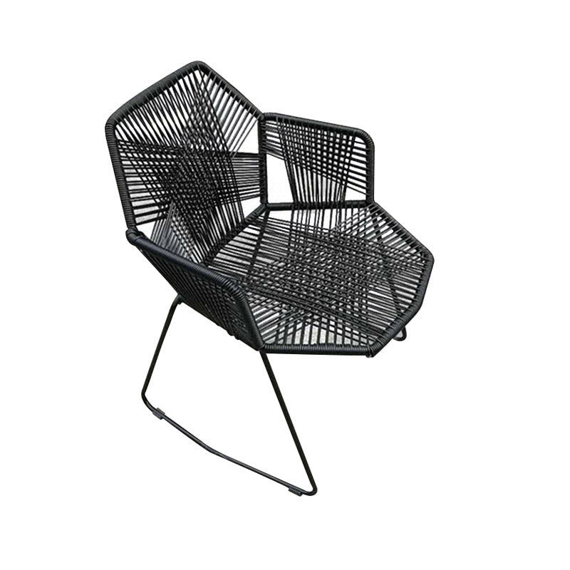 Modern Cross Back Side Chair Plastic Arm Chair with Metal Base for Dining Room Black 1 Piece Clearhalo 'Dining Chairs' 'Dining Tables & Seating' 'dining_chair' 'furn' 'furn_dining_chair' 'Furniture' 'Kitchen & Dining Furniture' 6156297