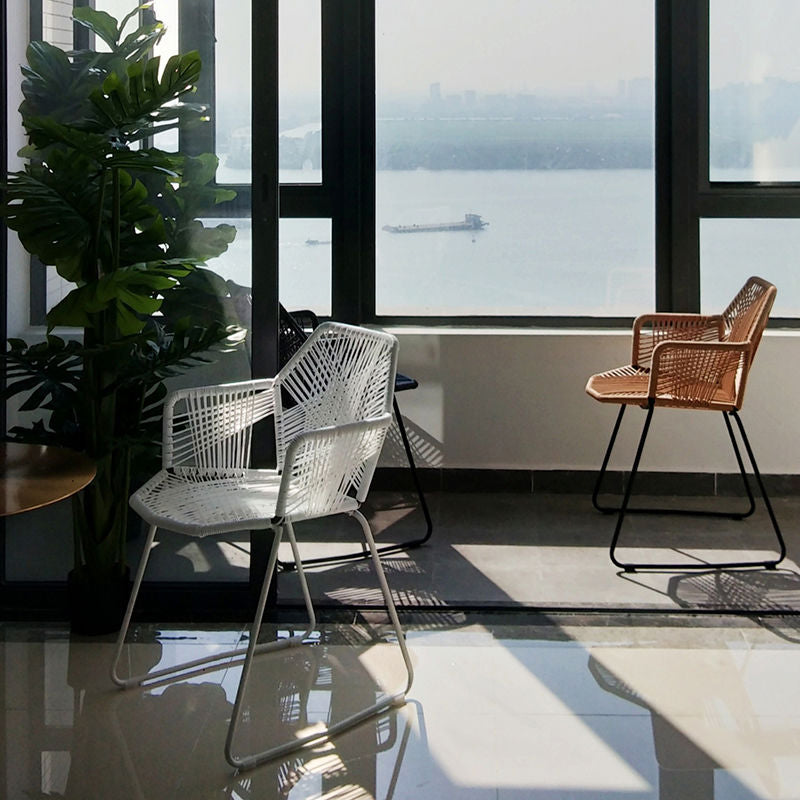 Modern Cross Back Side Chair Plastic Arm Chair with Metal Base for Dining Room Clearhalo 'Dining Chairs' 'Dining Tables & Seating' 'dining_chair' 'furn' 'furn_dining_chair' 'Furniture' 'Kitchen & Dining Furniture' 6156298