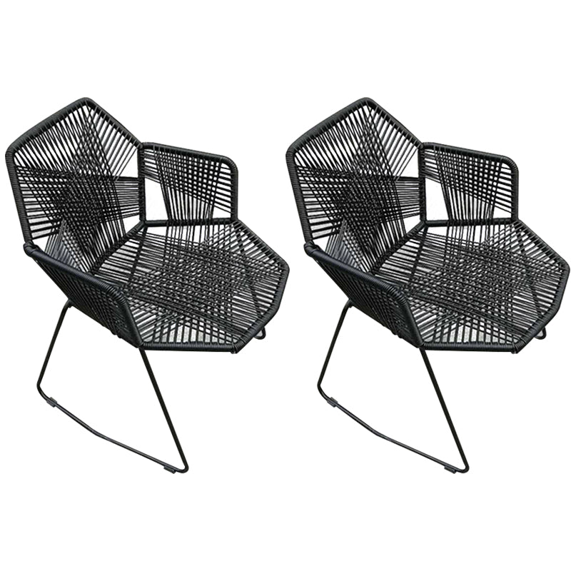 Modern Cross Back Side Chair Plastic Arm Chair with Metal Base for Dining Room Black 2 Piece Set Clearhalo 'Dining Chairs' 'Dining Tables & Seating' 'dining_chair' 'furn' 'furn_dining_chair' 'Furniture' 'Kitchen & Dining Furniture' 6156299