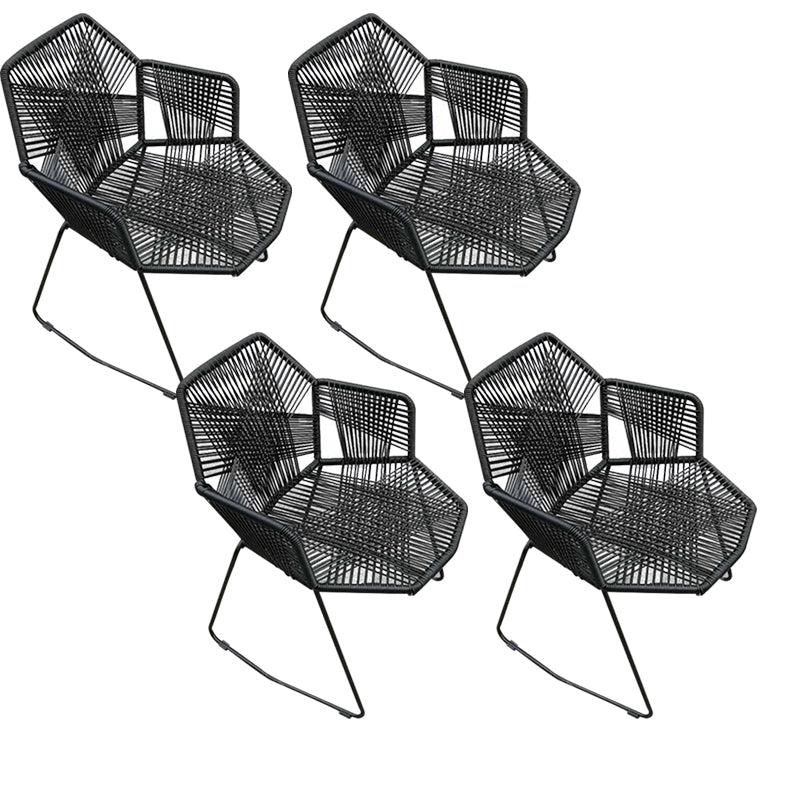 Modern Cross Back Side Chair Plastic Arm Chair with Metal Base for Dining Room Black 4 Piece Set Clearhalo 'Dining Chairs' 'Dining Tables & Seating' 'dining_chair' 'furn' 'furn_dining_chair' 'Furniture' 'Kitchen & Dining Furniture' 6156300