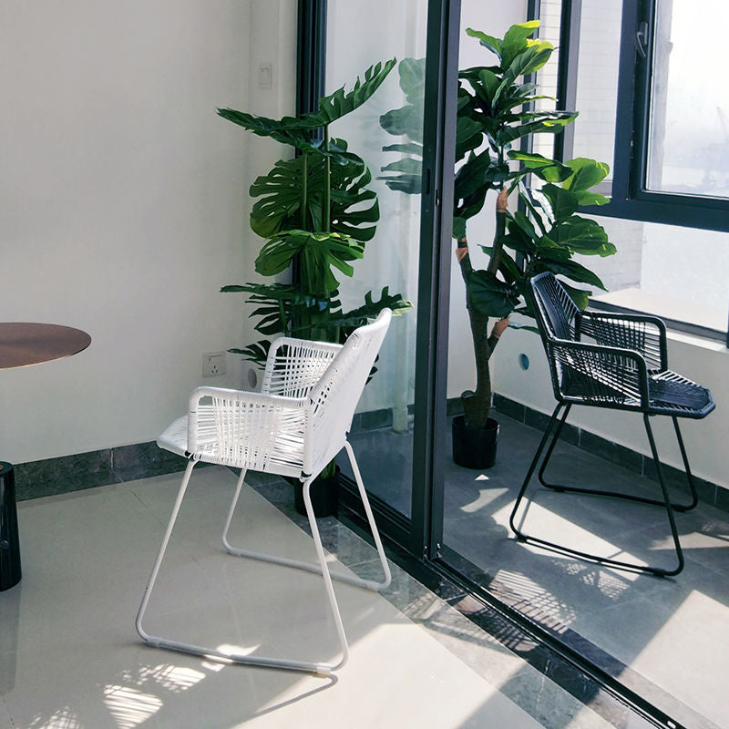 Modern Cross Back Side Chair Plastic Arm Chair with Metal Base for Dining Room Clearhalo 'Dining Chairs' 'Dining Tables & Seating' 'dining_chair' 'furn' 'furn_dining_chair' 'Furniture' 'Kitchen & Dining Furniture' 6156301