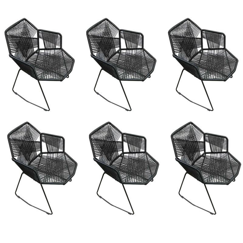 Modern Cross Back Side Chair Plastic Arm Chair with Metal Base for Dining Room Black 6 Piece Set Clearhalo 'Dining Chairs' 'Dining Tables & Seating' 'dining_chair' 'furn' 'furn_dining_chair' 'Furniture' 'Kitchen & Dining Furniture' 6156302