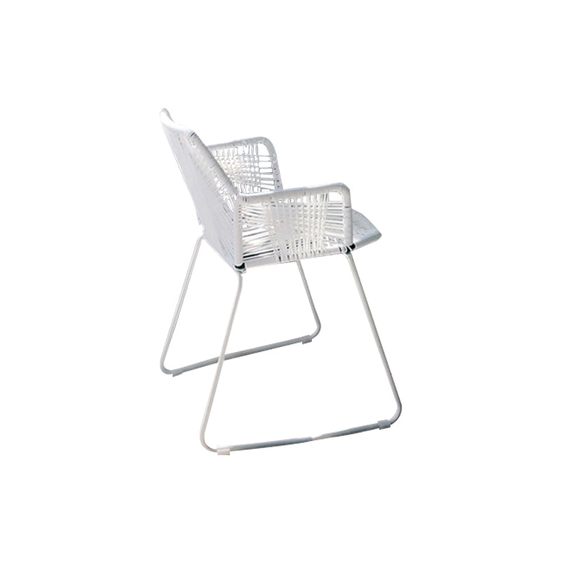 Modern Cross Back Side Chair Plastic Arm Chair with Metal Base for Dining Room White 1 Piece Clearhalo 'Dining Chairs' 'Dining Tables & Seating' 'dining_chair' 'furn' 'furn_dining_chair' 'Furniture' 'Kitchen & Dining Furniture' 6156306