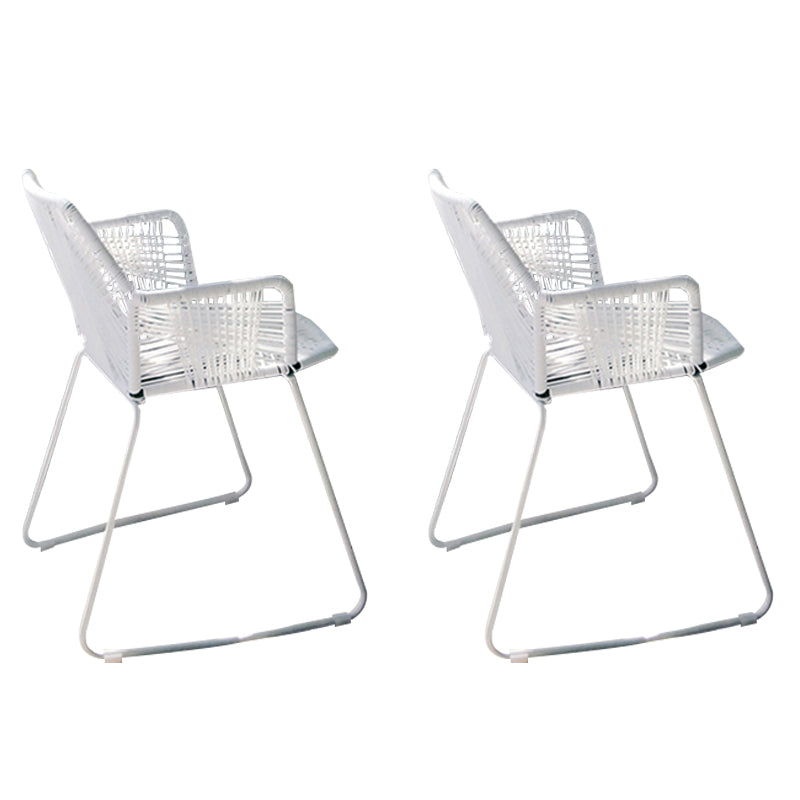 Modern Cross Back Side Chair Plastic Arm Chair with Metal Base for Dining Room White 2 Piece Set Clearhalo 'Dining Chairs' 'Dining Tables & Seating' 'dining_chair' 'furn' 'furn_dining_chair' 'Furniture' 'Kitchen & Dining Furniture' 6156309