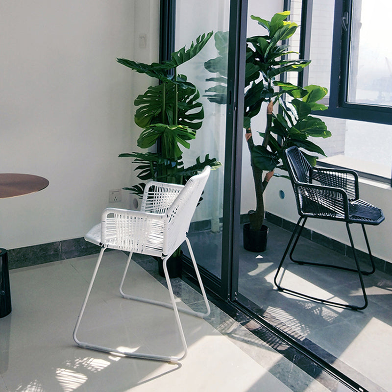 Modern Cross Back Side Chair Plastic Arm Chair with Metal Base for Dining Room Clearhalo 'Dining Chairs' 'Dining Tables & Seating' 'dining_chair' 'furn' 'furn_dining_chair' 'Furniture' 'Kitchen & Dining Furniture' 6156310