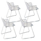 Modern Cross Back Side Chair Plastic Arm Chair with Metal Base for Dining Room White 4 Piece Set Clearhalo 'Dining Chairs' 'Dining Tables & Seating' 'dining_chair' 'furn' 'furn_dining_chair' 'Furniture' 'Kitchen & Dining Furniture' 6156311