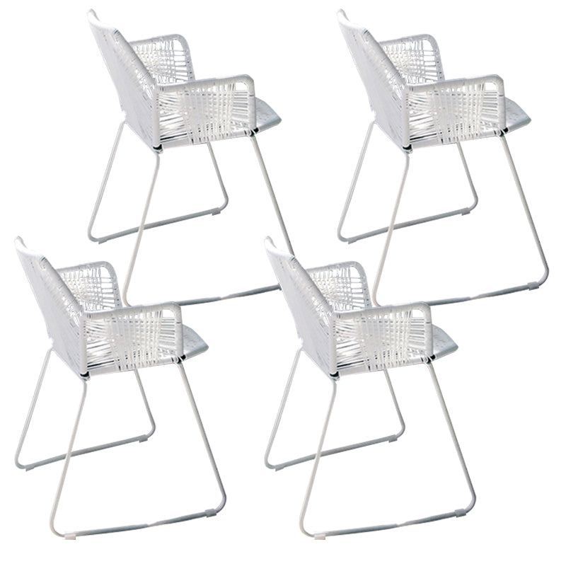Modern Cross Back Side Chair Plastic Arm Chair with Metal Base for Dining Room White 4 Piece Set Clearhalo 'Dining Chairs' 'Dining Tables & Seating' 'dining_chair' 'furn' 'furn_dining_chair' 'Furniture' 'Kitchen & Dining Furniture' 6156311