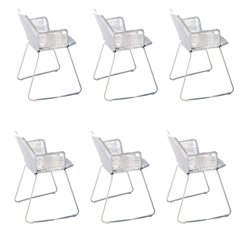 Modern Cross Back Side Chair Plastic Arm Chair with Metal Base for Dining Room White 6 Piece Set Clearhalo 'Dining Chairs' 'Dining Tables & Seating' 'dining_chair' 'furn' 'furn_dining_chair' 'Furniture' 'Kitchen & Dining Furniture' 6156312