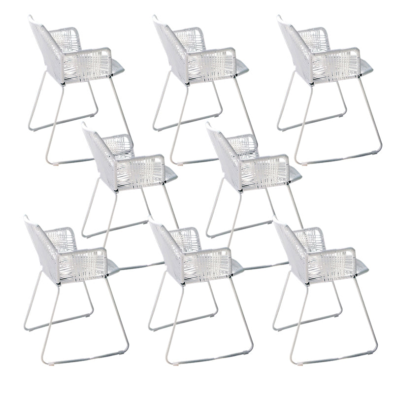 Modern Cross Back Side Chair Plastic Arm Chair with Metal Base for Dining Room White 8 Piece Set Clearhalo 'Dining Chairs' 'Dining Tables & Seating' 'dining_chair' 'furn' 'furn_dining_chair' 'Furniture' 'Kitchen & Dining Furniture' 6156313