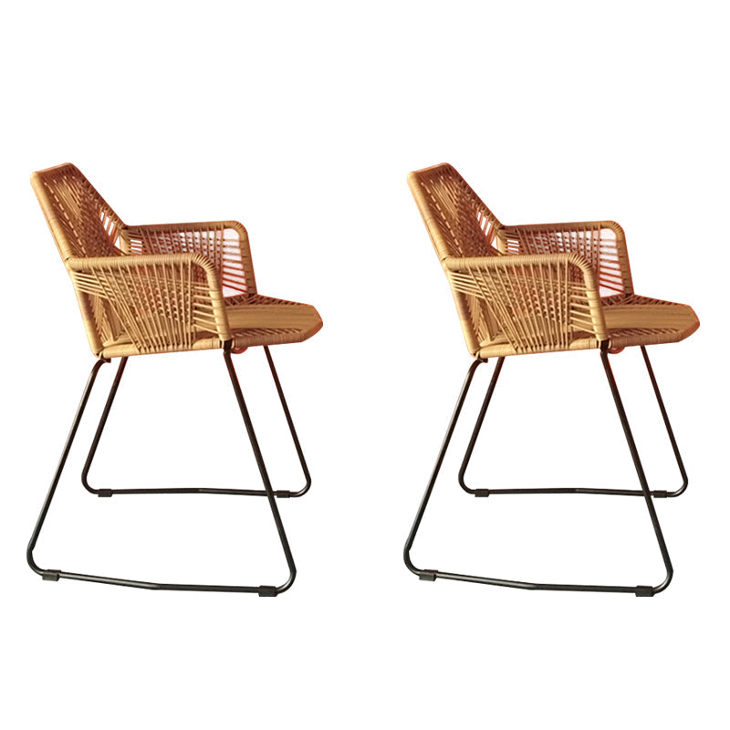 Modern Cross Back Side Chair Plastic Arm Chair with Metal Base for Dining Room Yellow 2 Piece Set Clearhalo 'Dining Chairs' 'Dining Tables & Seating' 'dining_chair' 'furn' 'furn_dining_chair' 'Furniture' 'Kitchen & Dining Furniture' 6156314