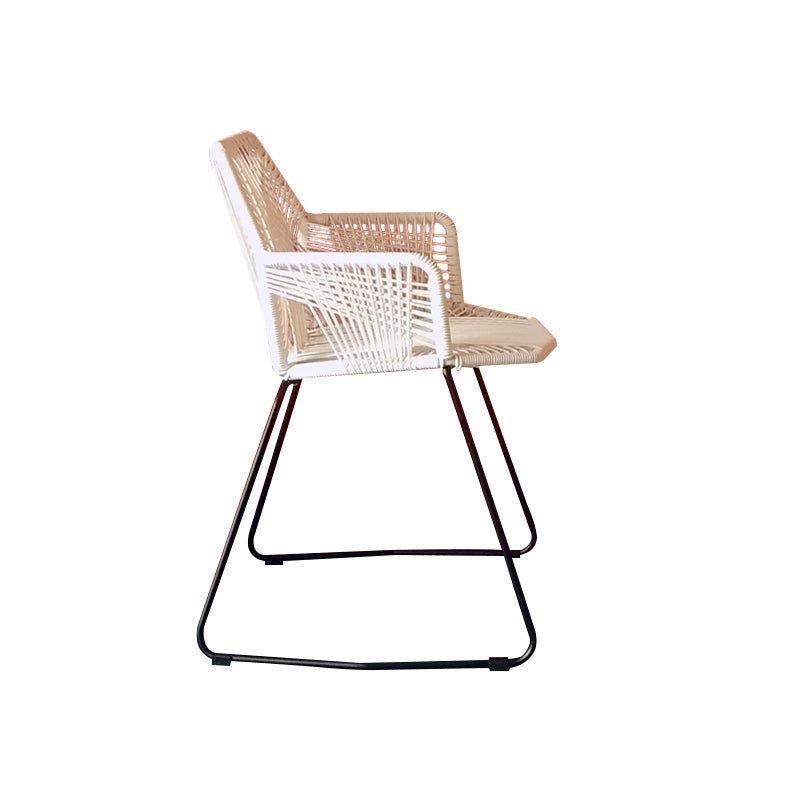 Modern Cross Back Side Chair Plastic Arm Chair with Metal Base for Dining Room Black White 1 Piece Clearhalo 'Dining Chairs' 'Dining Tables & Seating' 'dining_chair' 'furn' 'furn_dining_chair' 'Furniture' 'Kitchen & Dining Furniture' 6156318