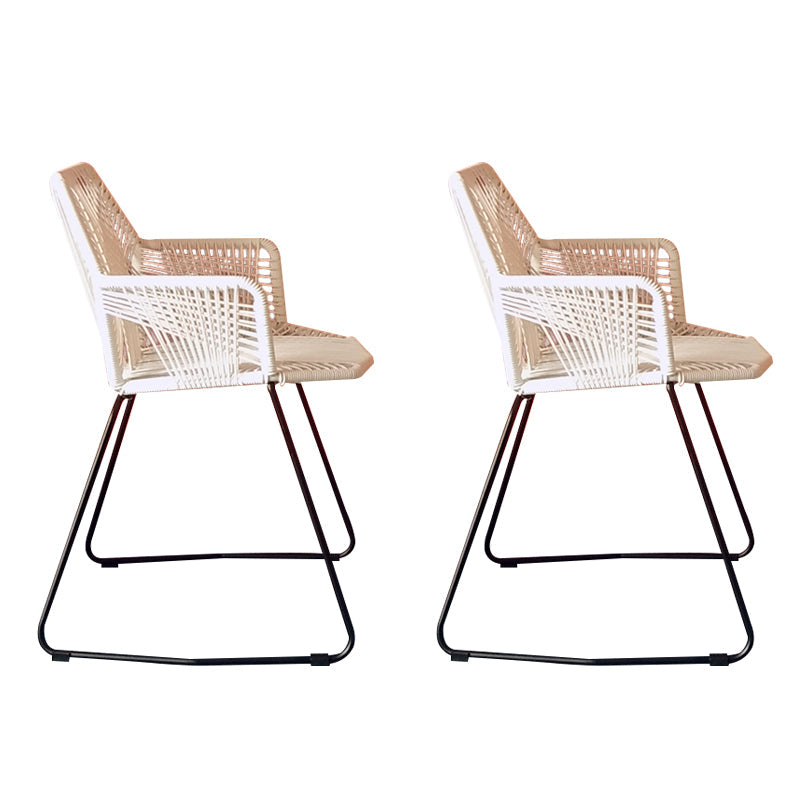 Modern Cross Back Side Chair Plastic Arm Chair with Metal Base for Dining Room Black White 2 Piece Set Clearhalo 'Dining Chairs' 'Dining Tables & Seating' 'dining_chair' 'furn' 'furn_dining_chair' 'Furniture' 'Kitchen & Dining Furniture' 6156319