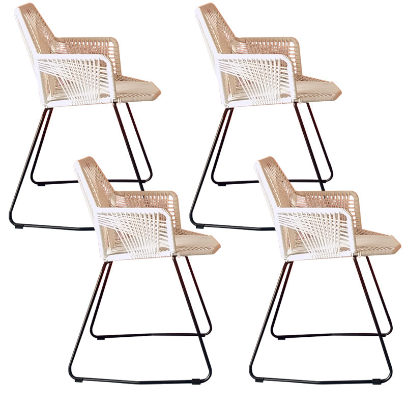 Modern Cross Back Side Chair Plastic Arm Chair with Metal Base for Dining Room Black White 4 Piece Set Clearhalo 'Dining Chairs' 'Dining Tables & Seating' 'dining_chair' 'furn' 'furn_dining_chair' 'Furniture' 'Kitchen & Dining Furniture' 6156320