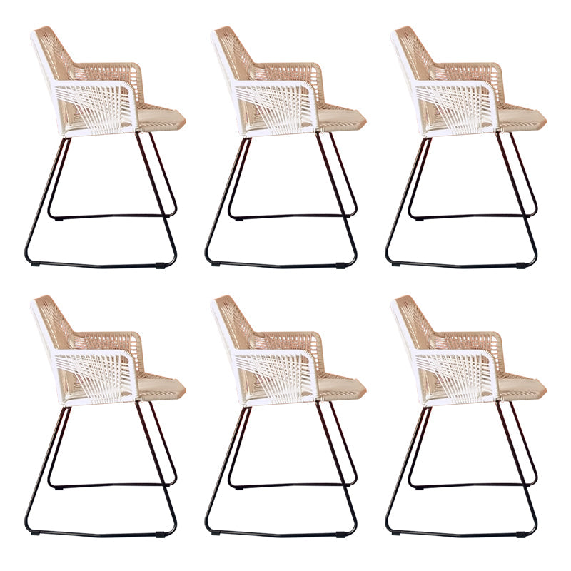Modern Cross Back Side Chair Plastic Arm Chair with Metal Base for Dining Room Black White 6 Piece Set Clearhalo 'Dining Chairs' 'Dining Tables & Seating' 'dining_chair' 'furn' 'furn_dining_chair' 'Furniture' 'Kitchen & Dining Furniture' 6156321