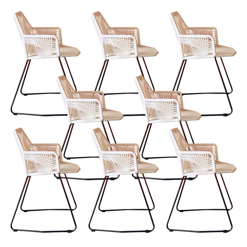 Modern Cross Back Side Chair Plastic Arm Chair with Metal Base for Dining Room Black White 8 Piece Set Clearhalo 'Dining Chairs' 'Dining Tables & Seating' 'dining_chair' 'furn' 'furn_dining_chair' 'Furniture' 'Kitchen & Dining Furniture' 6156322