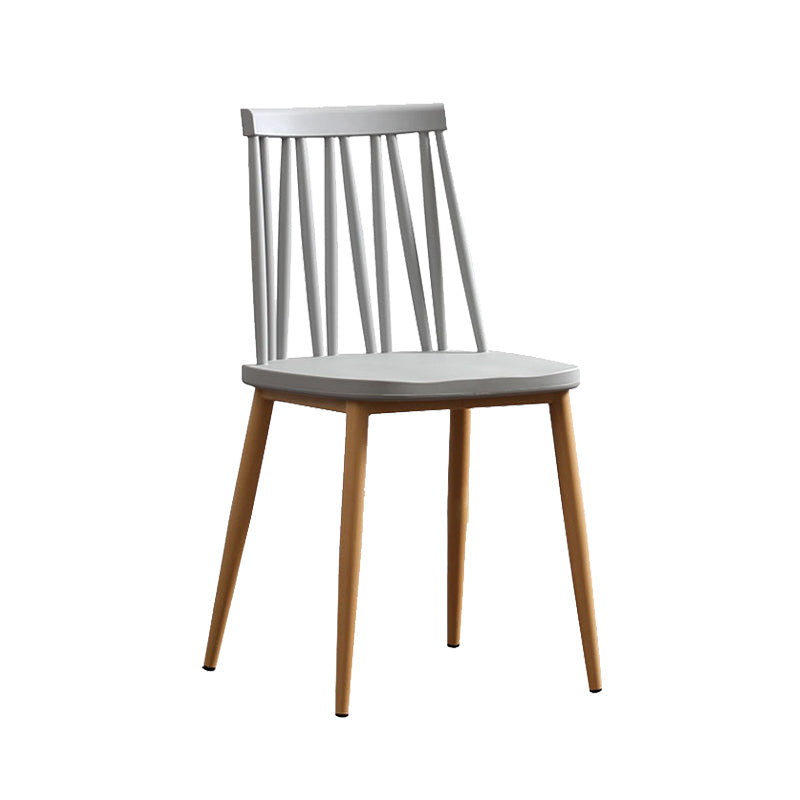 Modern Style Chair Plastic Armless Dining Chair with Metal Base