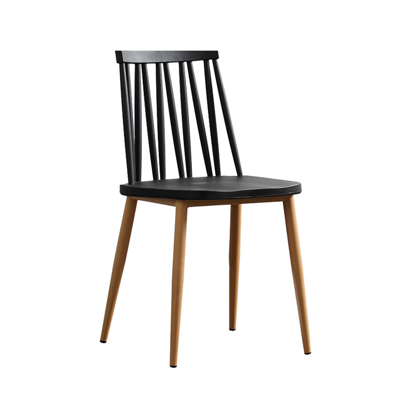 Modern Style Chair Plastic Armless Dining Chair with Metal Base