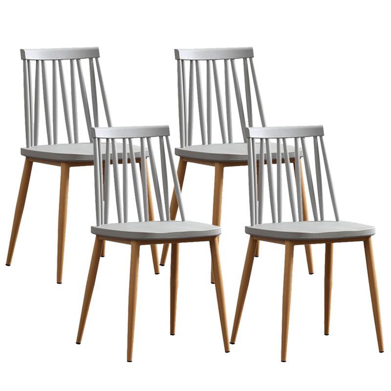 Modern Style Chair Plastic Armless Dining Chair with Metal Base