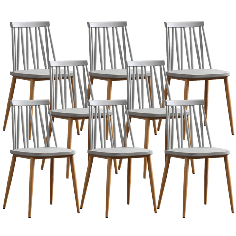 Modern Style Chair Plastic Armless Dining Chair with Metal Base