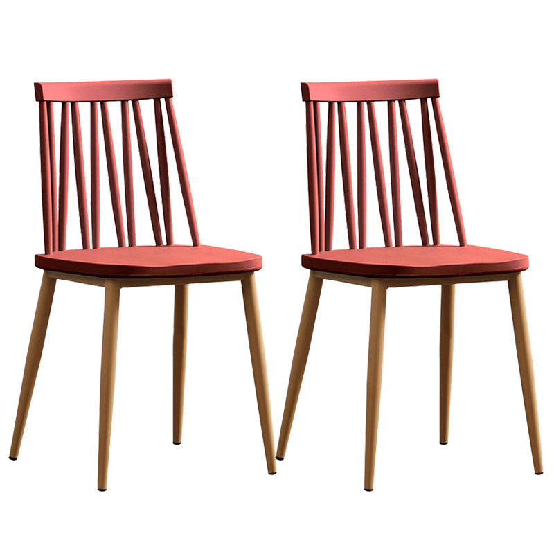 Modern Style Chair Plastic Armless Dining Chair with Metal Base