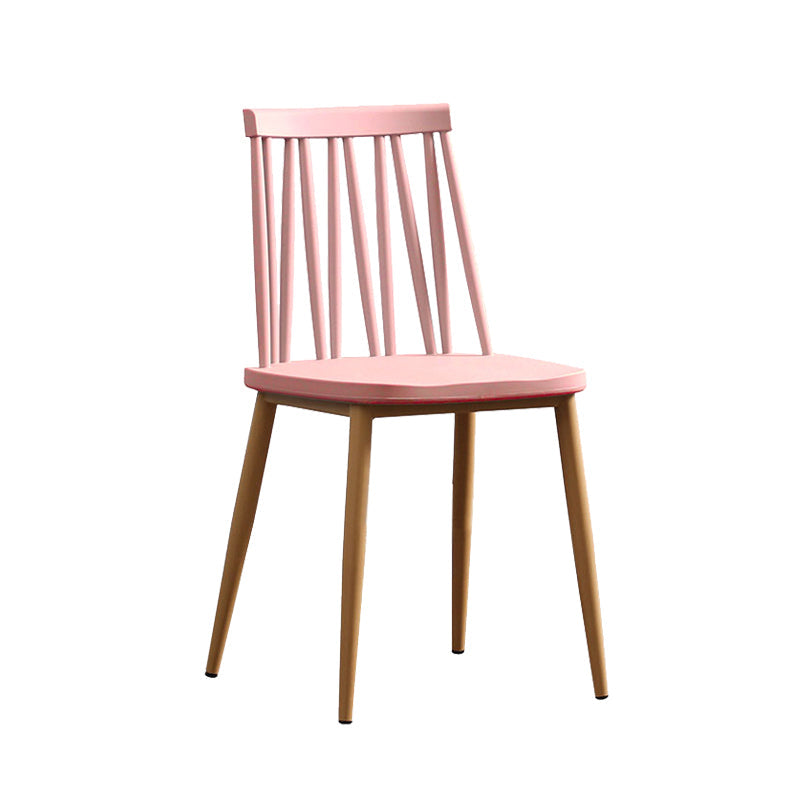 Modern Style Chair Plastic Armless Dining Chair with Metal Base