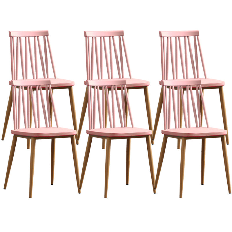 Modern Style Chair Plastic Armless Dining Chair with Metal Base