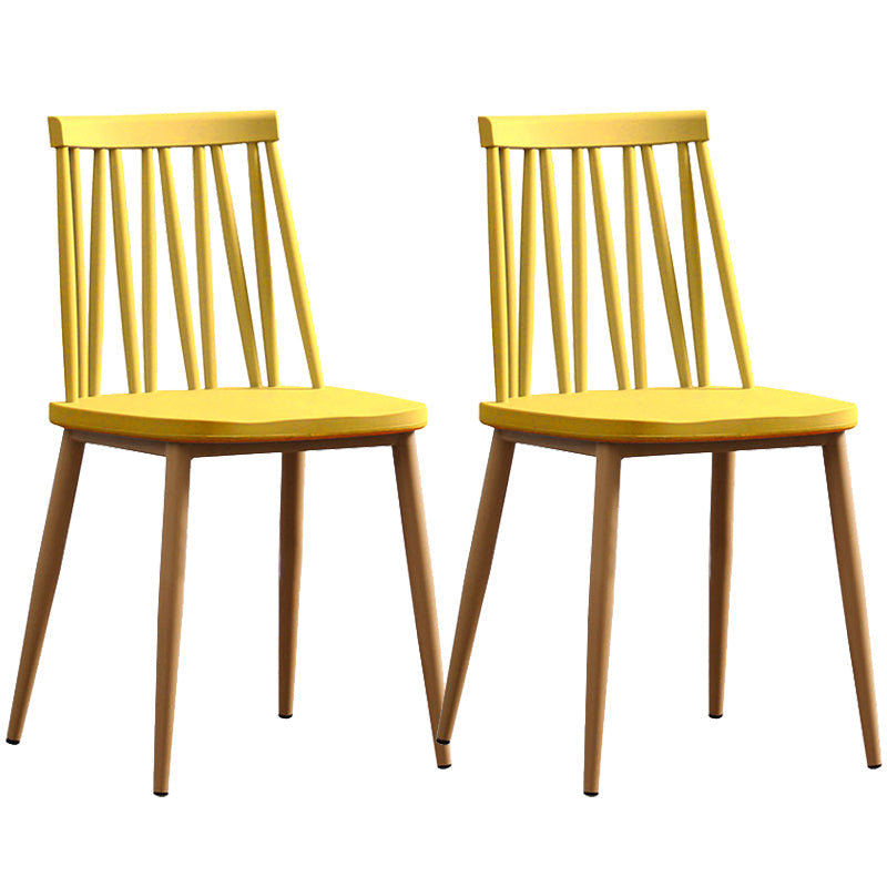 Modern Style Chair Plastic Armless Dining Chair with Metal Base