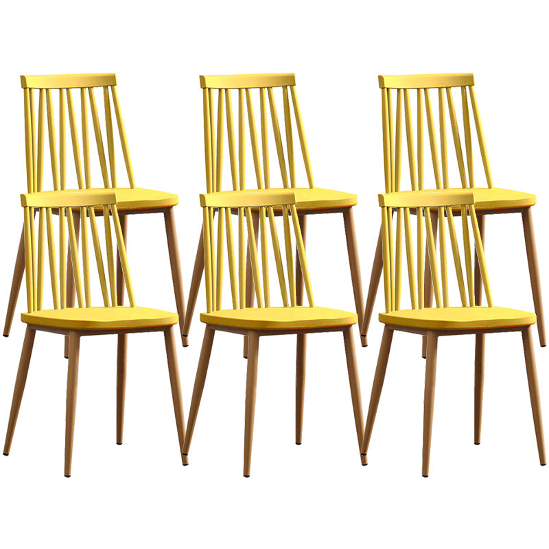 Modern Style Chair Plastic Armless Dining Chair with Metal Base