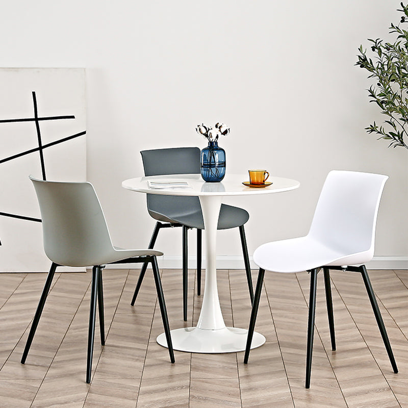 Nordic Solid Back Side Chair Plastic Indoor Arm Chair with Metal Base for Restaurant Clearhalo 'Dining Chairs' 'Dining Tables & Seating' 'dining_chair' 'furn' 'furn_dining_chair' 'Furniture' 'Kitchen & Dining Furniture' 6156416