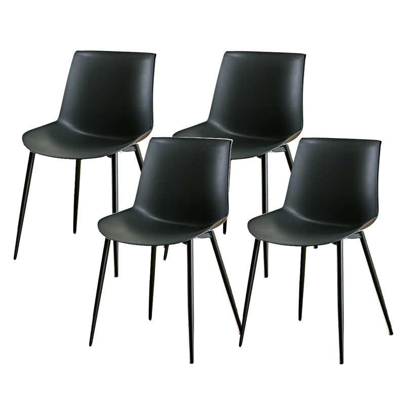 Nordic Solid Back Side Chair Plastic Indoor Arm Chair with Metal Base for Restaurant Black 4 Piece Set Clearhalo 'Dining Chairs' 'Dining Tables & Seating' 'dining_chair' 'furn' 'furn_dining_chair' 'Furniture' 'Kitchen & Dining Furniture' 6156417