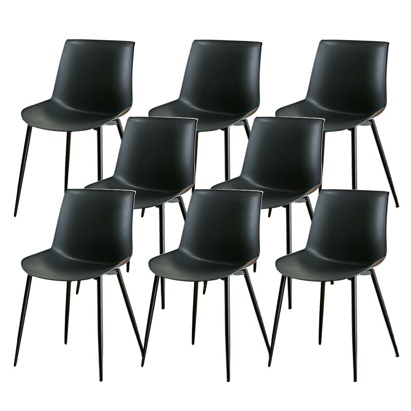 Nordic Solid Back Side Chair Plastic Indoor Arm Chair with Metal Base for Restaurant Black 8 Piece Set Clearhalo 'Dining Chairs' 'Dining Tables & Seating' 'dining_chair' 'furn' 'furn_dining_chair' 'Furniture' 'Kitchen & Dining Furniture' 6156418
