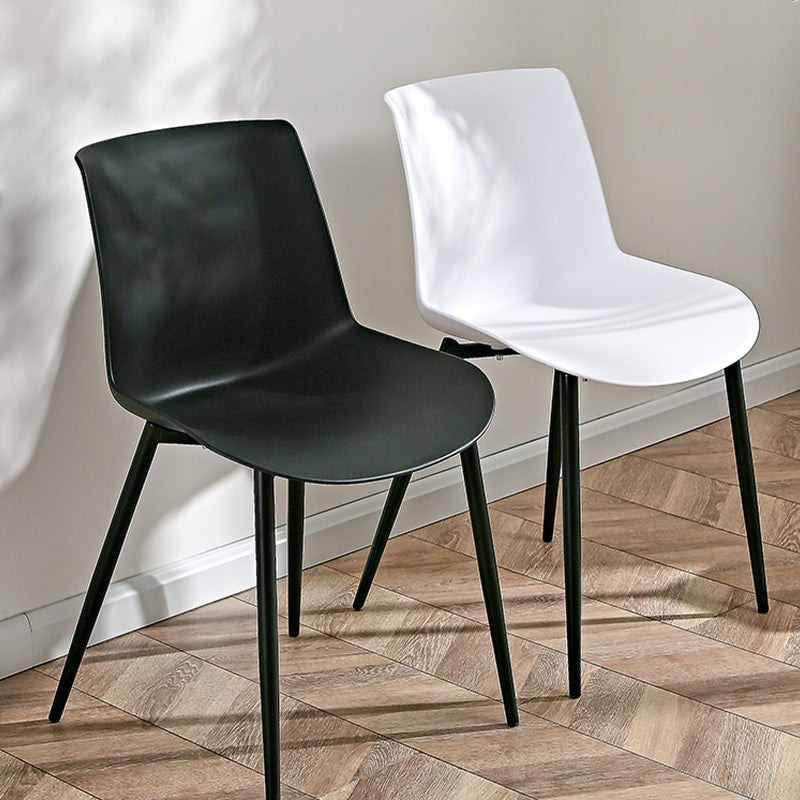 Nordic Solid Back Side Chair Plastic Indoor Arm Chair with Metal Base for Restaurant Clearhalo 'Dining Chairs' 'Dining Tables & Seating' 'dining_chair' 'furn' 'furn_dining_chair' 'Furniture' 'Kitchen & Dining Furniture' 6156420