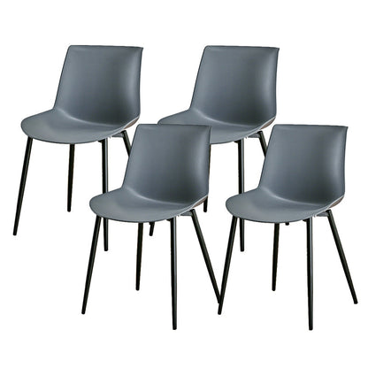Nordic Solid Back Side Chair Plastic Indoor Arm Chair with Metal Base for Restaurant Dark Gray 4 Piece Set Clearhalo 'Dining Chairs' 'Dining Tables & Seating' 'dining_chair' 'furn' 'furn_dining_chair' 'Furniture' 'Kitchen & Dining Furniture' 6156421