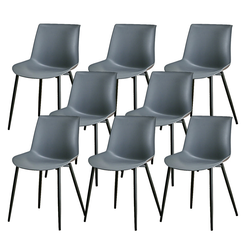 Nordic Solid Back Side Chair Plastic Indoor Arm Chair with Metal Base for Restaurant Dark Gray 8 Piece Set Clearhalo 'Dining Chairs' 'Dining Tables & Seating' 'dining_chair' 'furn' 'furn_dining_chair' 'Furniture' 'Kitchen & Dining Furniture' 6156423