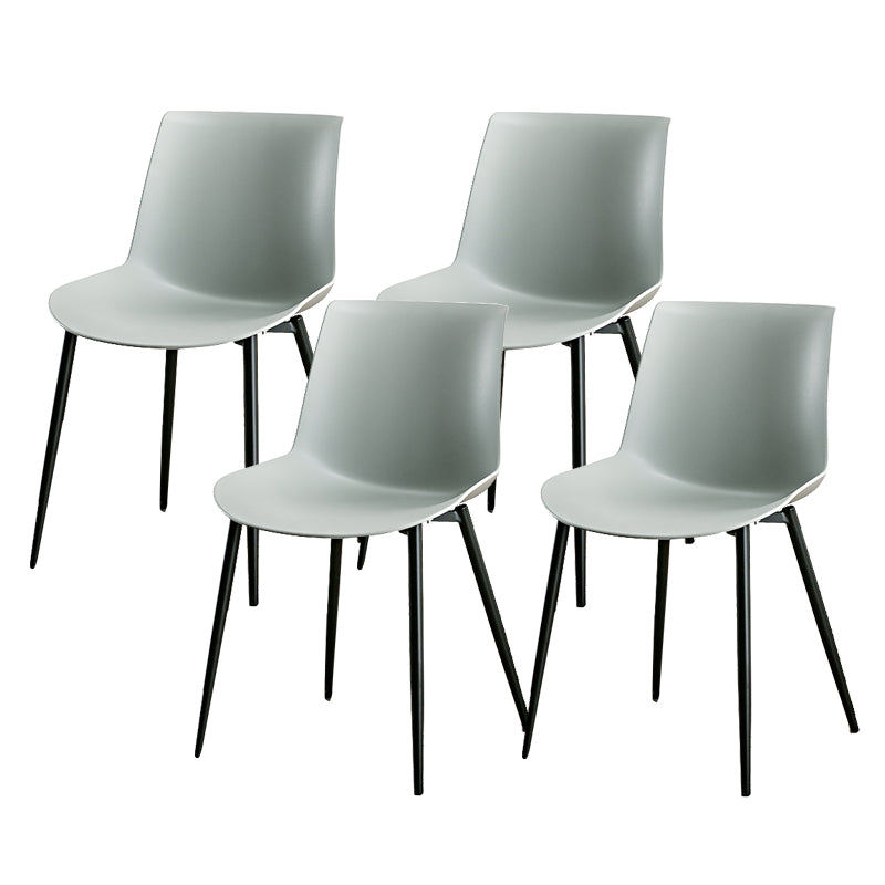 Nordic Solid Back Side Chair Plastic Indoor Arm Chair with Metal Base for Restaurant Light Gray 4 Piece Set Clearhalo 'Dining Chairs' 'Dining Tables & Seating' 'dining_chair' 'furn' 'furn_dining_chair' 'Furniture' 'Kitchen & Dining Furniture' 6156424