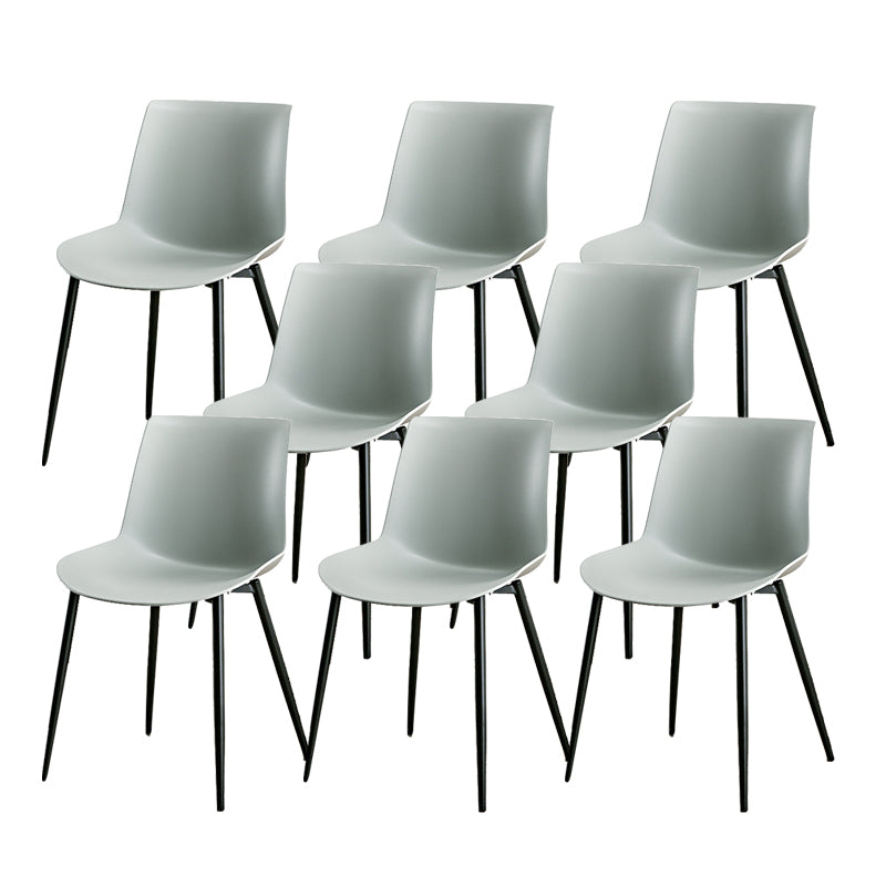 Nordic Solid Back Side Chair Plastic Indoor Arm Chair with Metal Base for Restaurant Light Gray 8 Piece Set Clearhalo 'Dining Chairs' 'Dining Tables & Seating' 'dining_chair' 'furn' 'furn_dining_chair' 'Furniture' 'Kitchen & Dining Furniture' 6156426