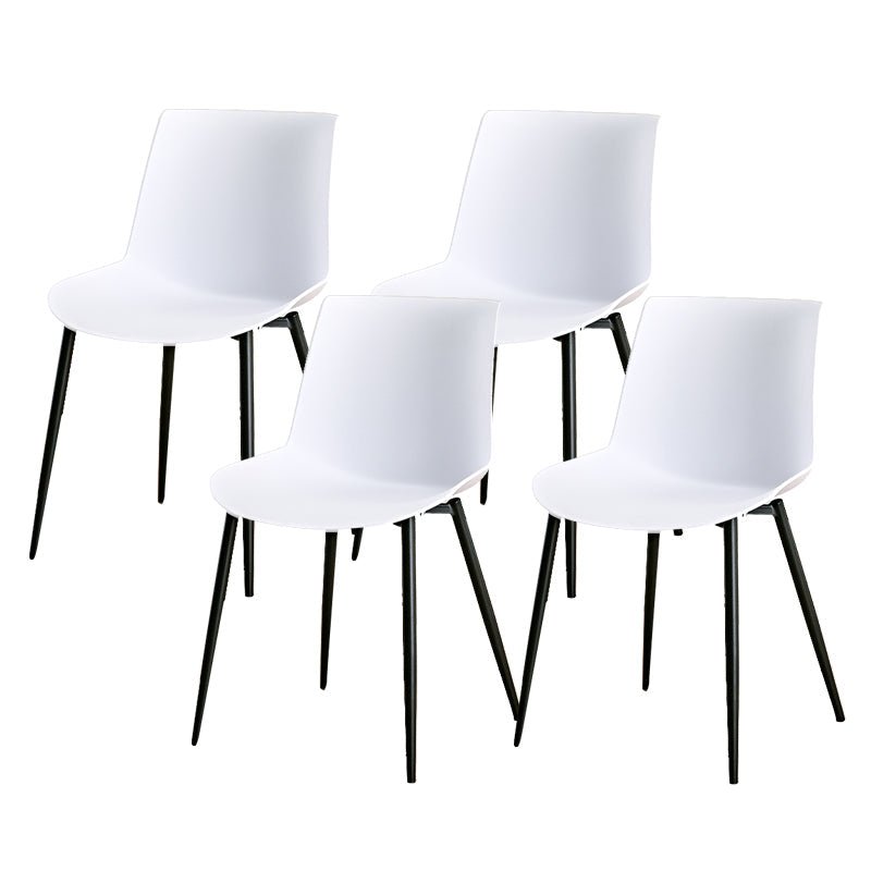 Nordic Solid Back Side Chair Plastic Indoor Arm Chair with Metal Base for Restaurant White 4 Piece Set Clearhalo 'Dining Chairs' 'Dining Tables & Seating' 'dining_chair' 'furn' 'furn_dining_chair' 'Furniture' 'Kitchen & Dining Furniture' 6156428