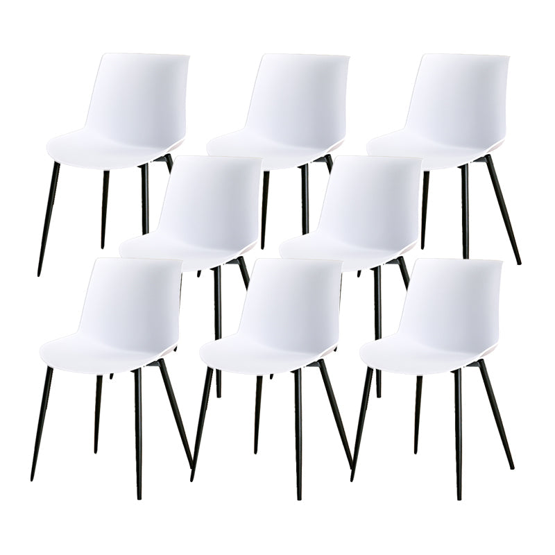 Nordic Solid Back Side Chair Plastic Indoor Arm Chair with Metal Base for Restaurant White 8 Piece Set Clearhalo 'Dining Chairs' 'Dining Tables & Seating' 'dining_chair' 'furn' 'furn_dining_chair' 'Furniture' 'Kitchen & Dining Furniture' 6156430