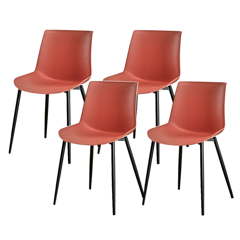 Nordic Solid Back Side Chair Plastic Indoor Arm Chair with Metal Base for Restaurant Brown 4 Piece Set Clearhalo 'Dining Chairs' 'Dining Tables & Seating' 'dining_chair' 'furn' 'furn_dining_chair' 'Furniture' 'Kitchen & Dining Furniture' 6156432