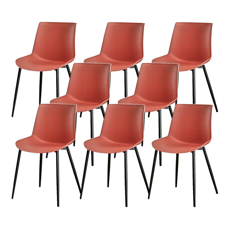 Nordic Solid Back Side Chair Plastic Indoor Arm Chair with Metal Base for Restaurant Brown 8 Piece Set Clearhalo 'Dining Chairs' 'Dining Tables & Seating' 'dining_chair' 'furn' 'furn_dining_chair' 'Furniture' 'Kitchen & Dining Furniture' 6156434