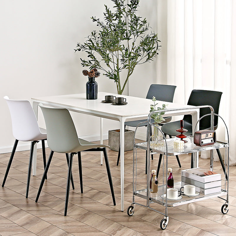 Nordic Solid Back Side Chair Plastic Indoor Arm Chair with Metal Base for Restaurant Clearhalo 'Dining Chairs' 'Dining Tables & Seating' 'dining_chair' 'furn' 'furn_dining_chair' 'Furniture' 'Kitchen & Dining Furniture' 6156435