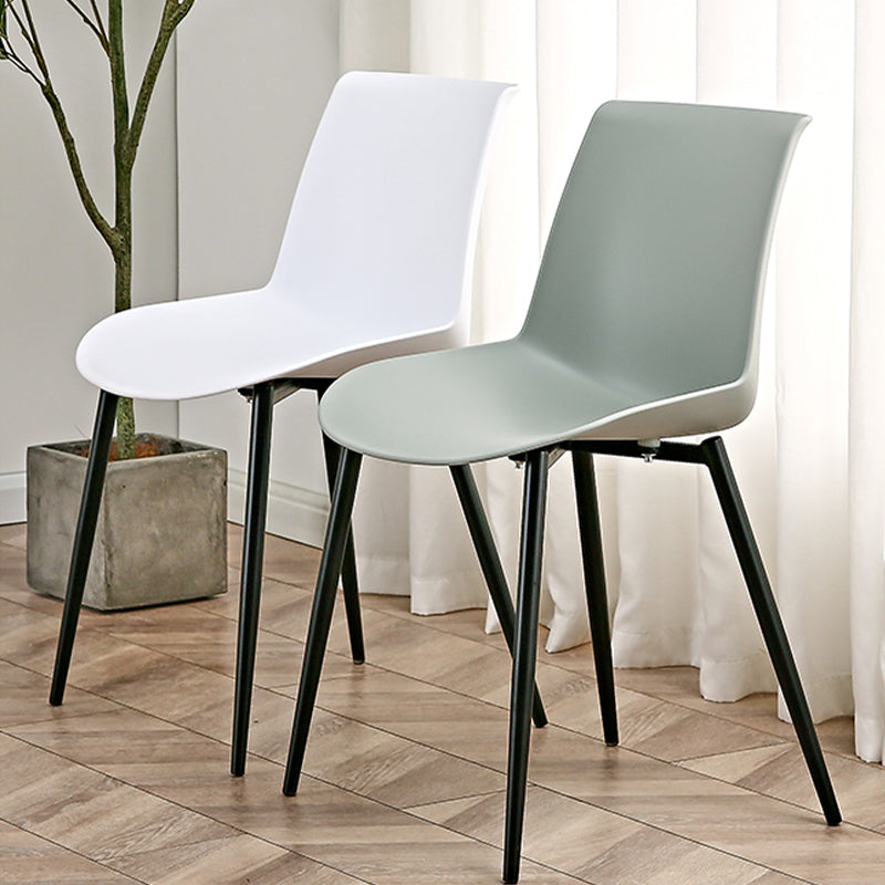 Nordic Solid Back Side Chair Plastic Indoor Arm Chair with Metal Base for Restaurant Clearhalo 'Dining Chairs' 'Dining Tables & Seating' 'dining_chair' 'furn' 'furn_dining_chair' 'Furniture' 'Kitchen & Dining Furniture' 6156436
