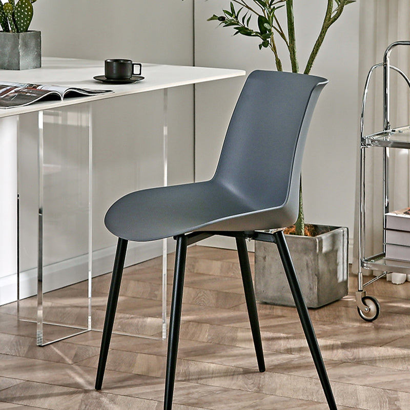 Nordic Solid Back Side Chair Plastic Indoor Arm Chair with Metal Base for Restaurant Clearhalo 'Dining Chairs' 'Dining Tables & Seating' 'dining_chair' 'furn' 'furn_dining_chair' 'Furniture' 'Kitchen & Dining Furniture' 6156437