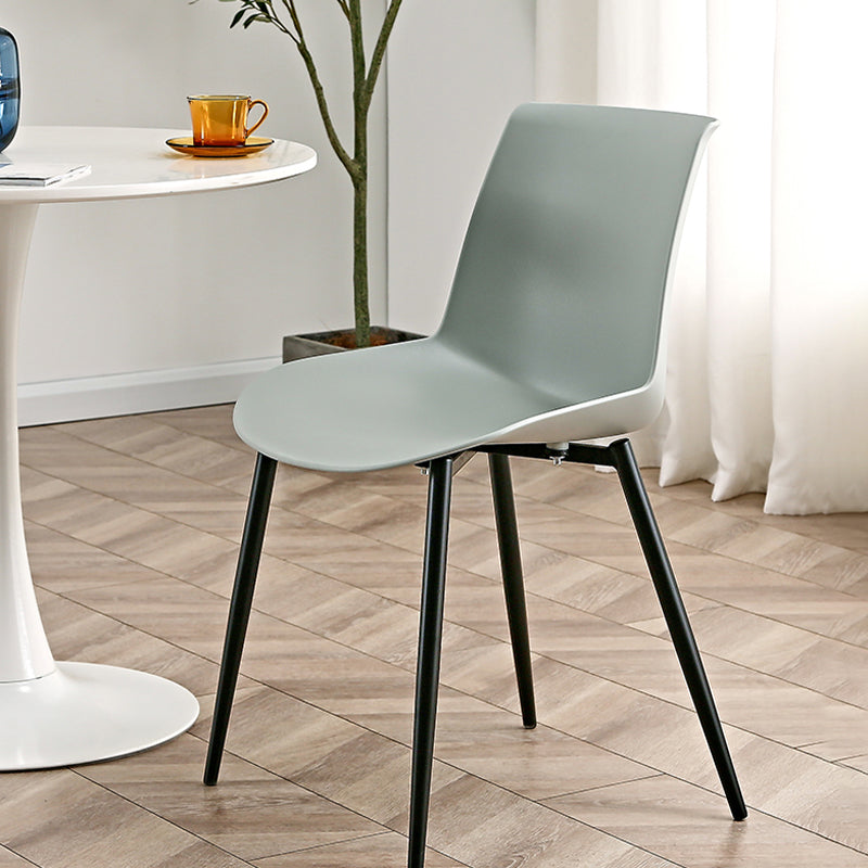 Nordic Solid Back Side Chair Plastic Indoor Arm Chair with Metal Base for Restaurant Clearhalo 'Dining Chairs' 'Dining Tables & Seating' 'dining_chair' 'furn' 'furn_dining_chair' 'Furniture' 'Kitchen & Dining Furniture' 6156438