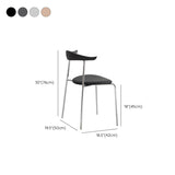 Moderne stijl gestoffeerde armloze stoel lederen eetkamerstoel met metalen basis