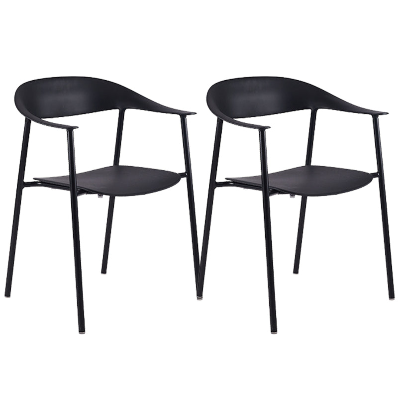 Silla de plástico de silla trasera abierta moderna con base de metal