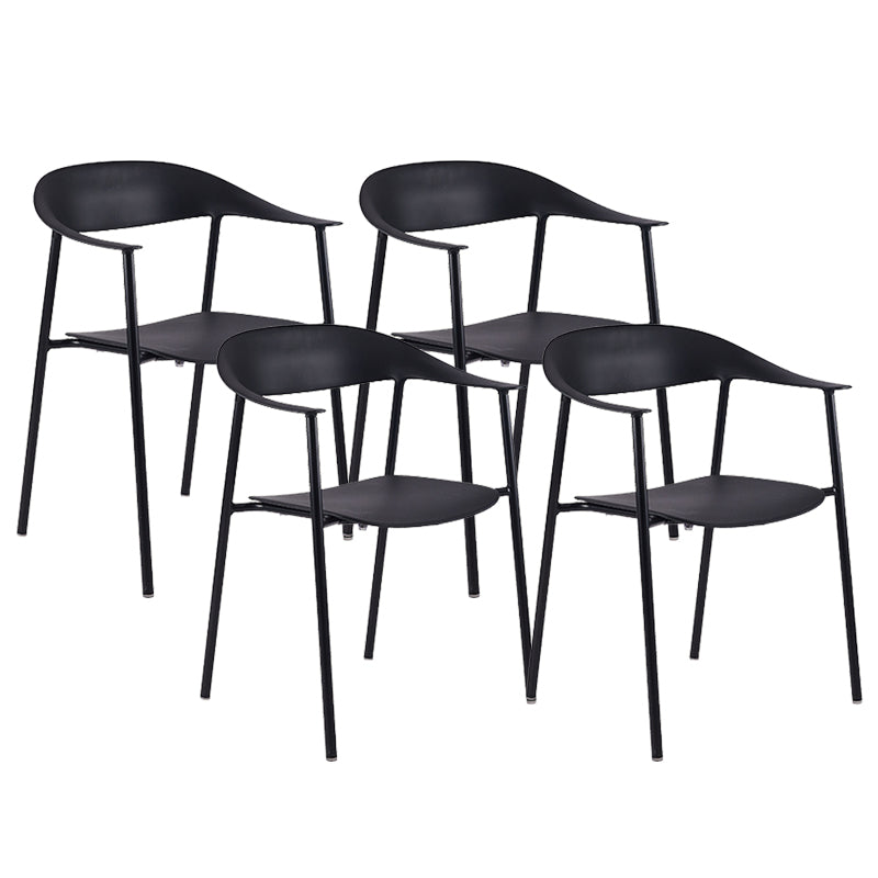 Silla de plástico de silla trasera abierta moderna con base de metal